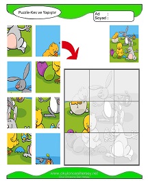 Puzzle Kes Yapıştır Çalışma Sayfaları